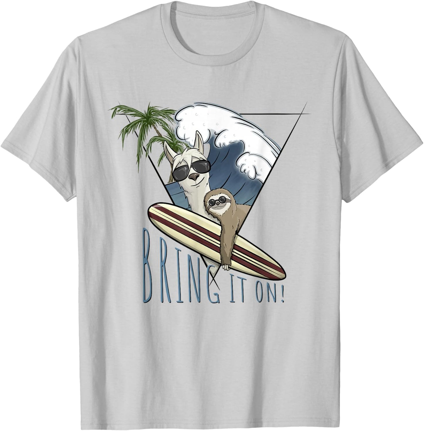 Bring it on! Lama & Faultier Surf Art Lifestyle Fun T-Shirt - T-Shirt | Ash