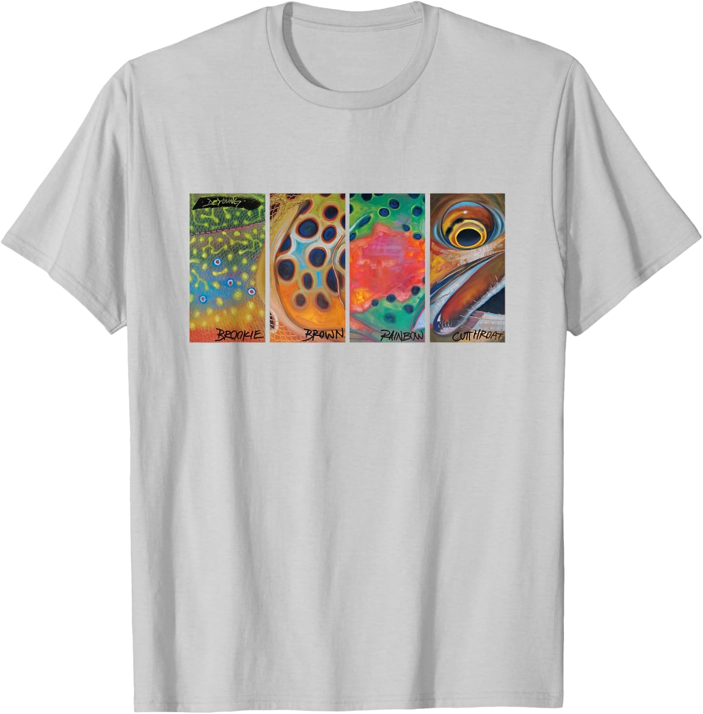Cutthroat Rainbow Brook Brown Trout Derek DeYoung T-Shirt - T-Shirt | Ash