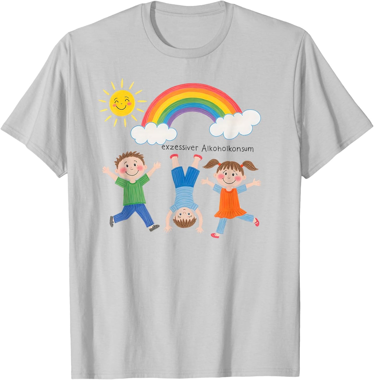 Excessive Alcohol Consumption X Funny Children's Drawing T-Shirt - T-Shirt | Ash