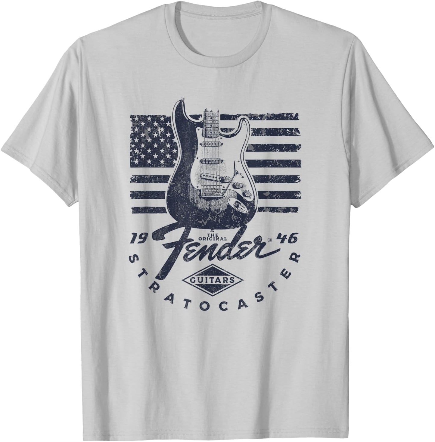 Fender 1946 Stratocaster American Flag Backdrop T-Shirt - T-Shirt | Ash