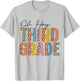 Oh Hey Third Grade Leopard Back To School Teacher Students T-Shirt - T-Shirt | Ash
