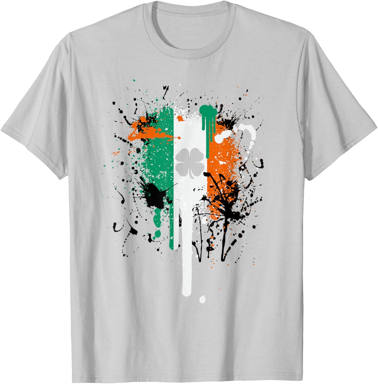 Paintsplash Irish Flag Shirt Ireland Flag Clover Eire , Green T-Shirt - T-Shirt | Ash