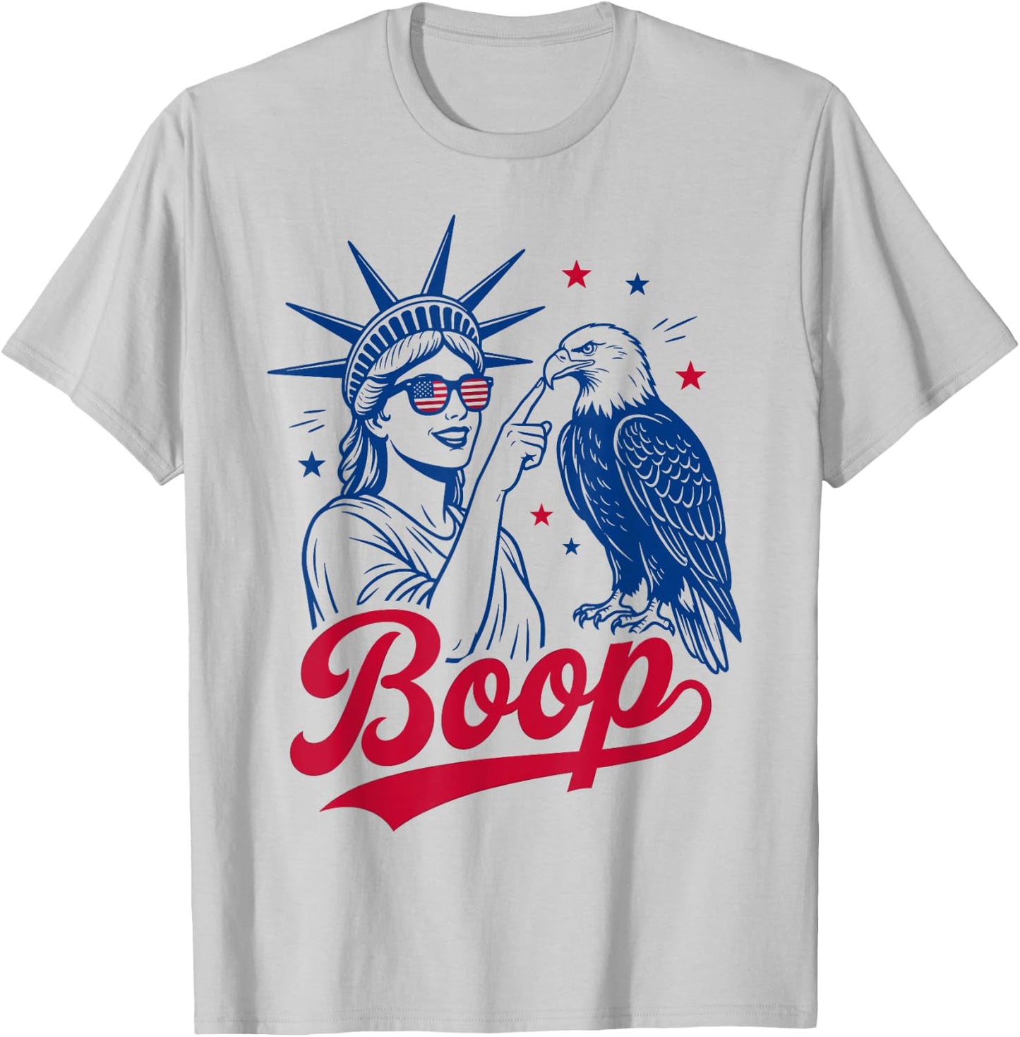 Boop Eagle Vintage USA Retro 4th July Statue of Liberty T-Shirt - T-Shirt | Ash