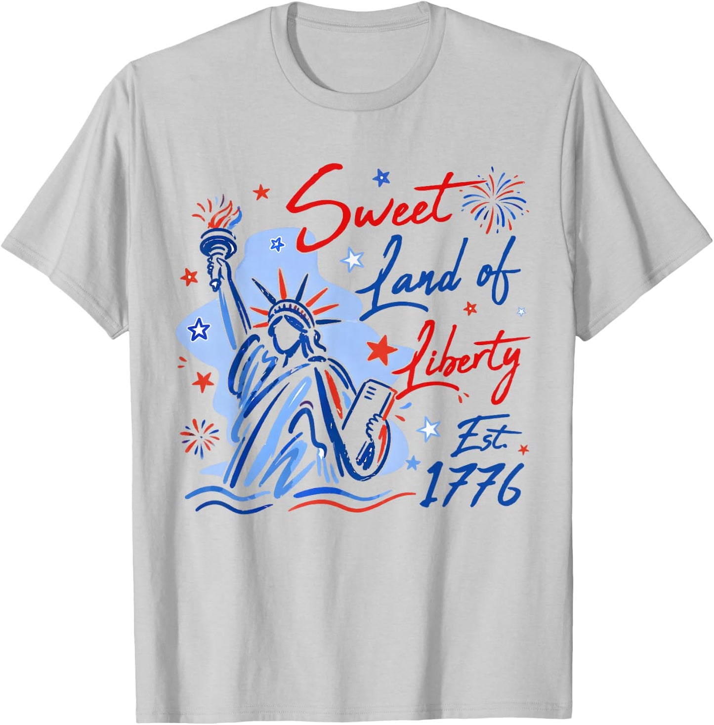 4th of July Sweet Land of Liberty 1776 Men Women Kid T-Shirt - T-Shirt | Ash