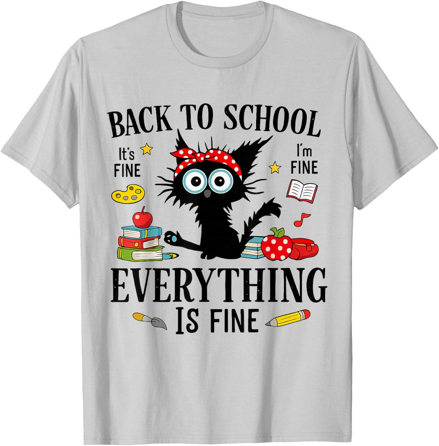 Back to School Frist Day of School Teacher & Kids Funny Cat T-Shirt - T-Shirt | Ash