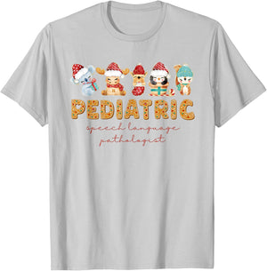 Pediatric Speech Language Pathologist Gingerbread Christmas T-Shirt - T-Shirt | Ash
