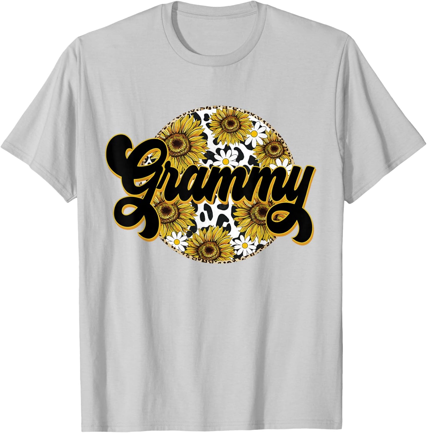 Cute Grammy Cow Print Sunflower Leapard Grandma Mother's day T-Shirt - T-Shirt | Ash