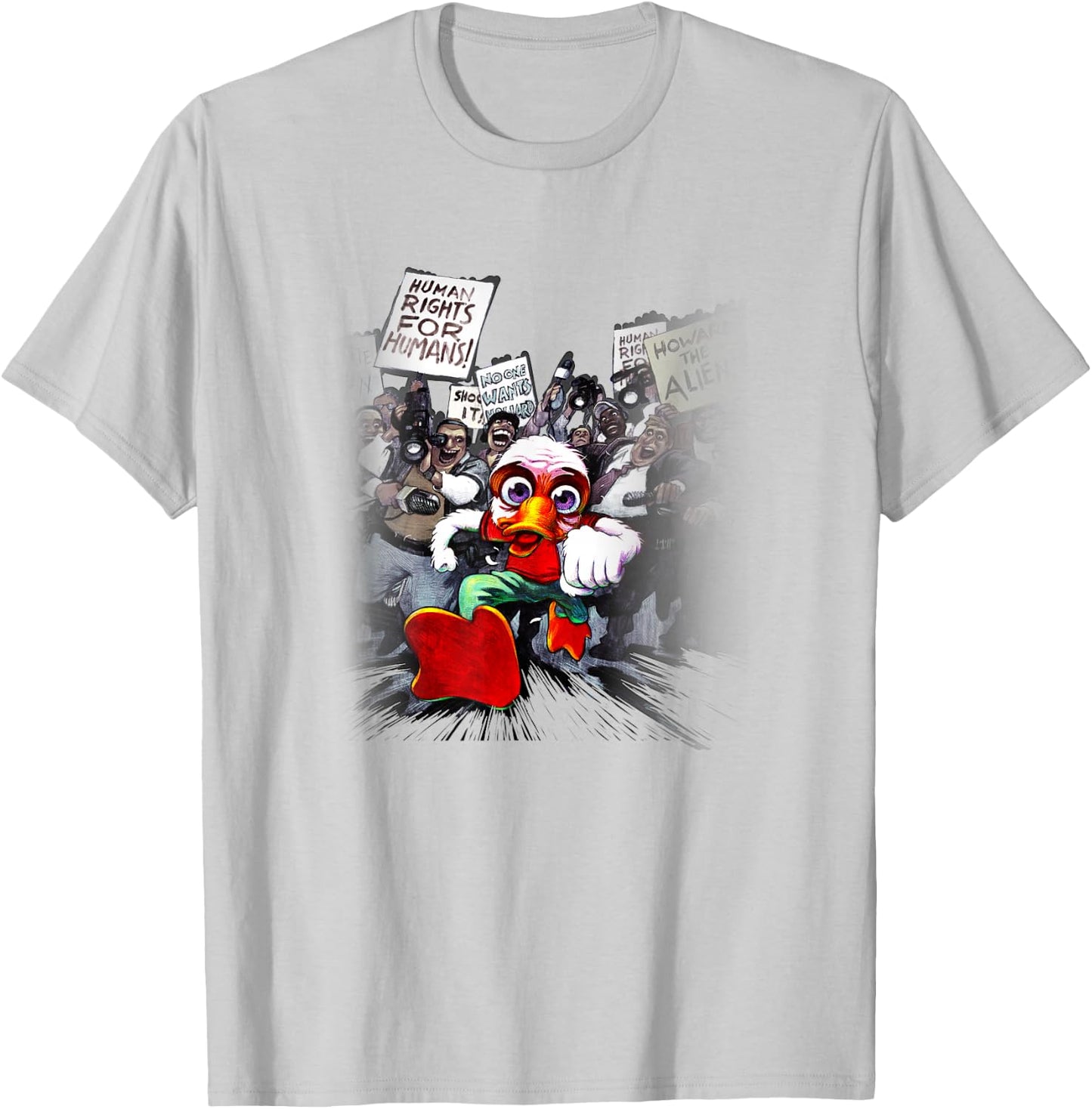 Marvel Comics Retro Classic Howard The Duck Escaping Crowd T-Shirt - T-Shirt | Ash