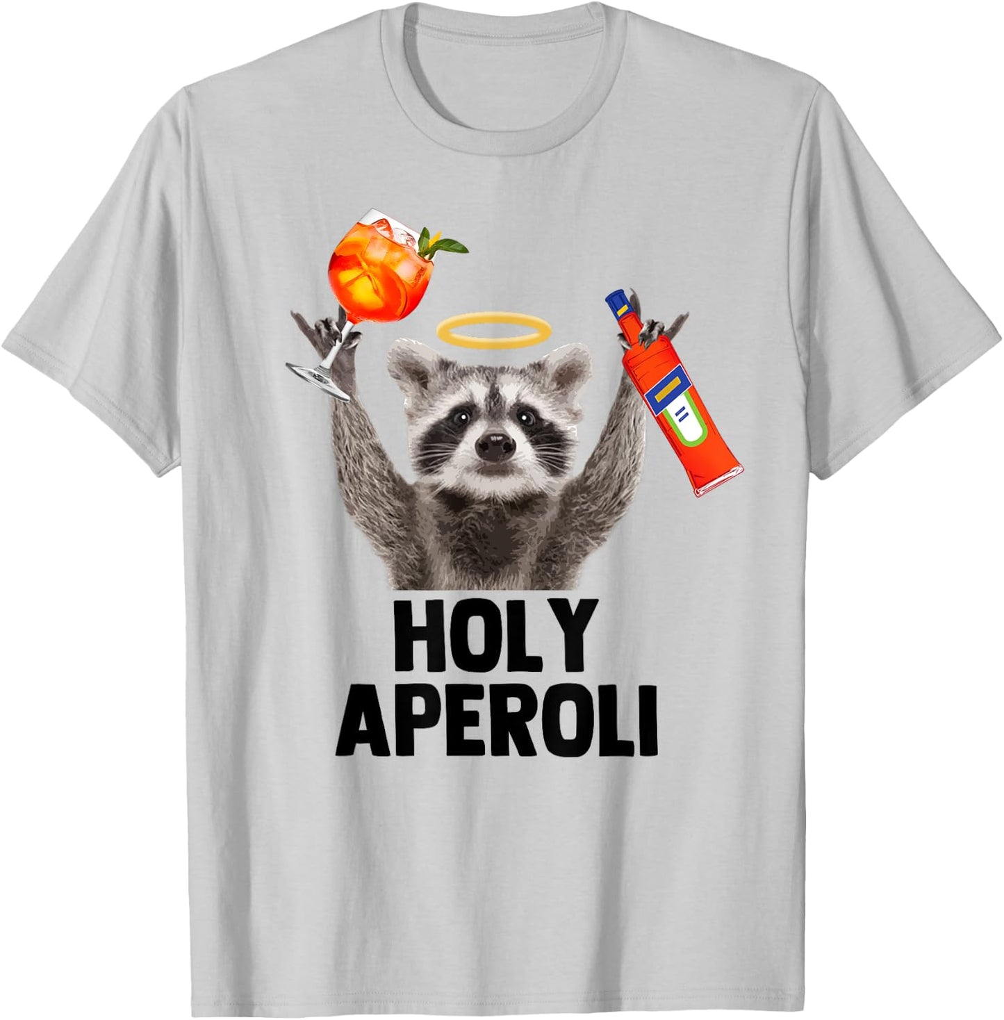 HOLY APEROLI X Raccoon Meme Racoon X Aperoly Pedro Spritz , White T-Shirt - T-Shirt | Ash