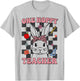 Retro Groovy One Hoppy Teacher Bunny Easter Day Teaching T-Shirt - T-Shirt | Ash
