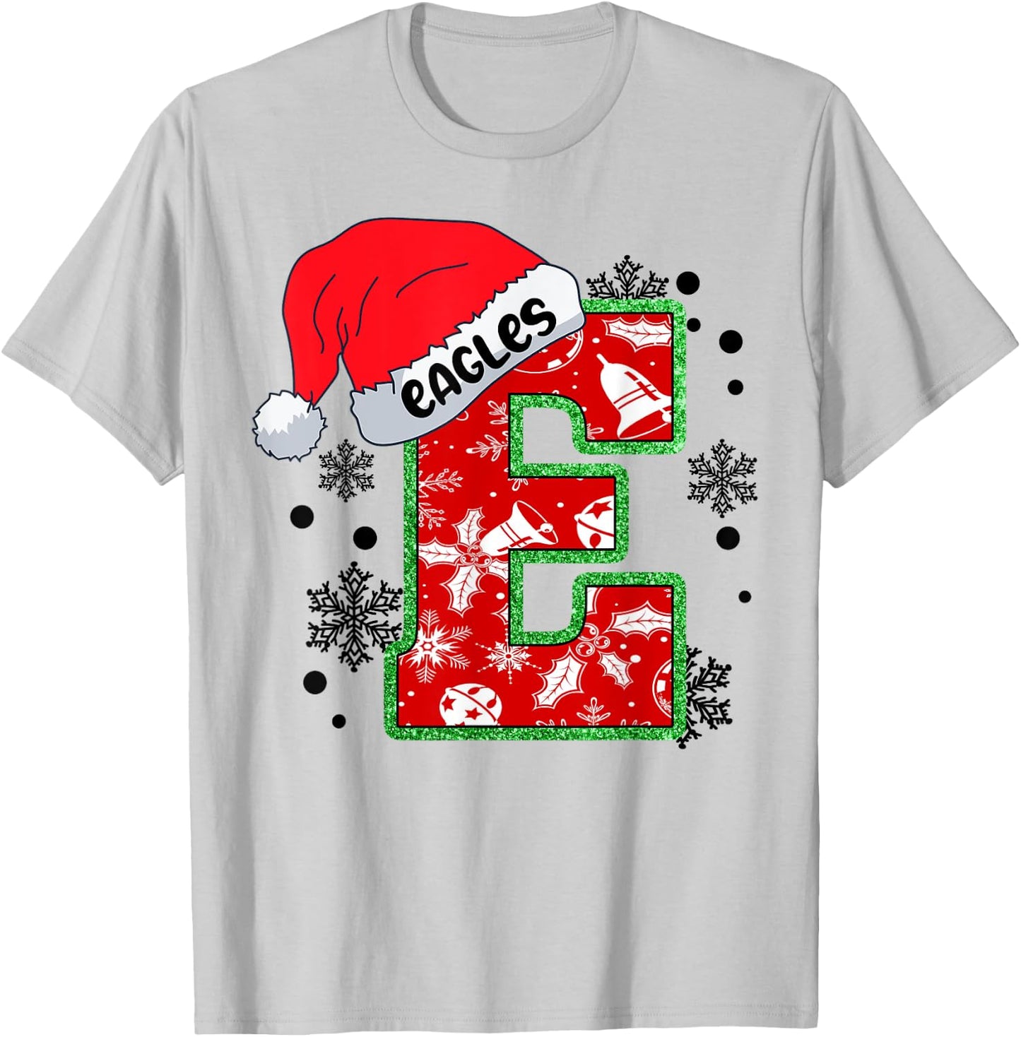 Christmas Mascot Santa Hat Xmas Eagles T-Shirt - T-Shirt | Ash