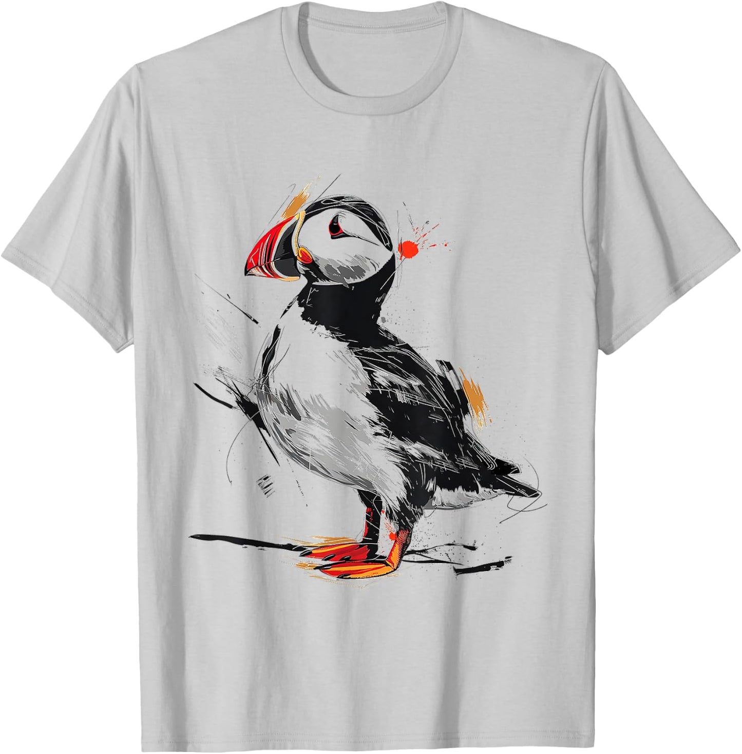 Puffin Animal Print Graphic Drawing Illustration Abstract Puffin , white, S T-Shirt - T-Shirt | Ash