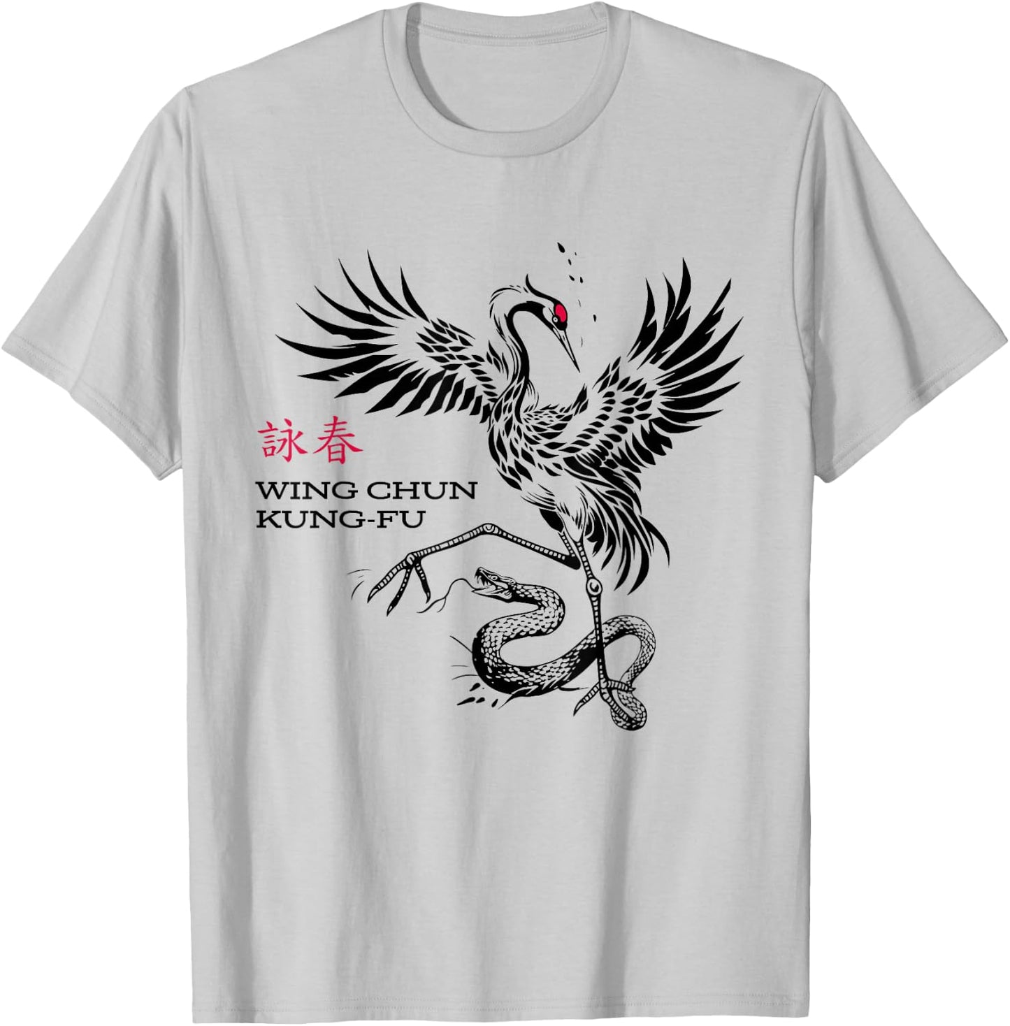 Wing Chun Kung-Fu Snake vs Crane , grey, S T-Shirt - T-Shirt | Ash