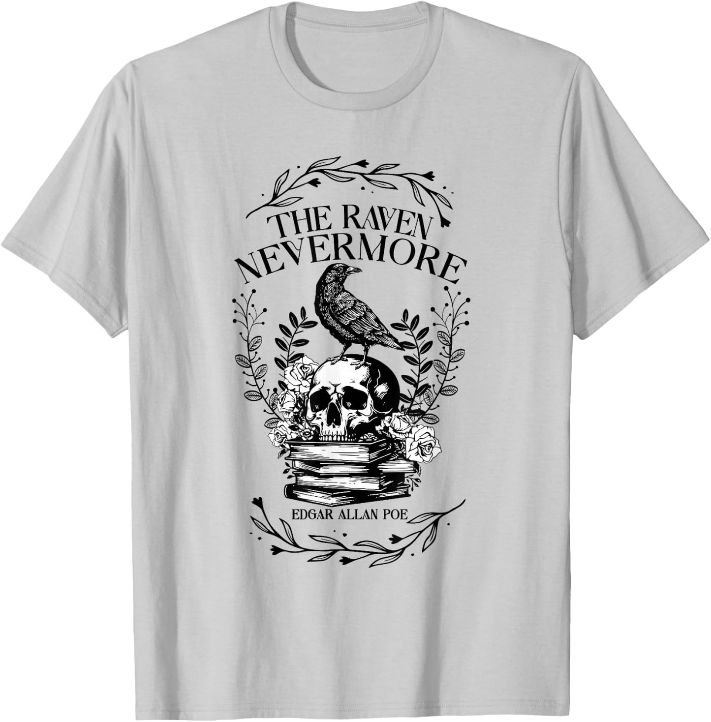 Vintage The Raven Nevermore by Edgar Allan Poe T-Shirt - T-Shirt | Ash