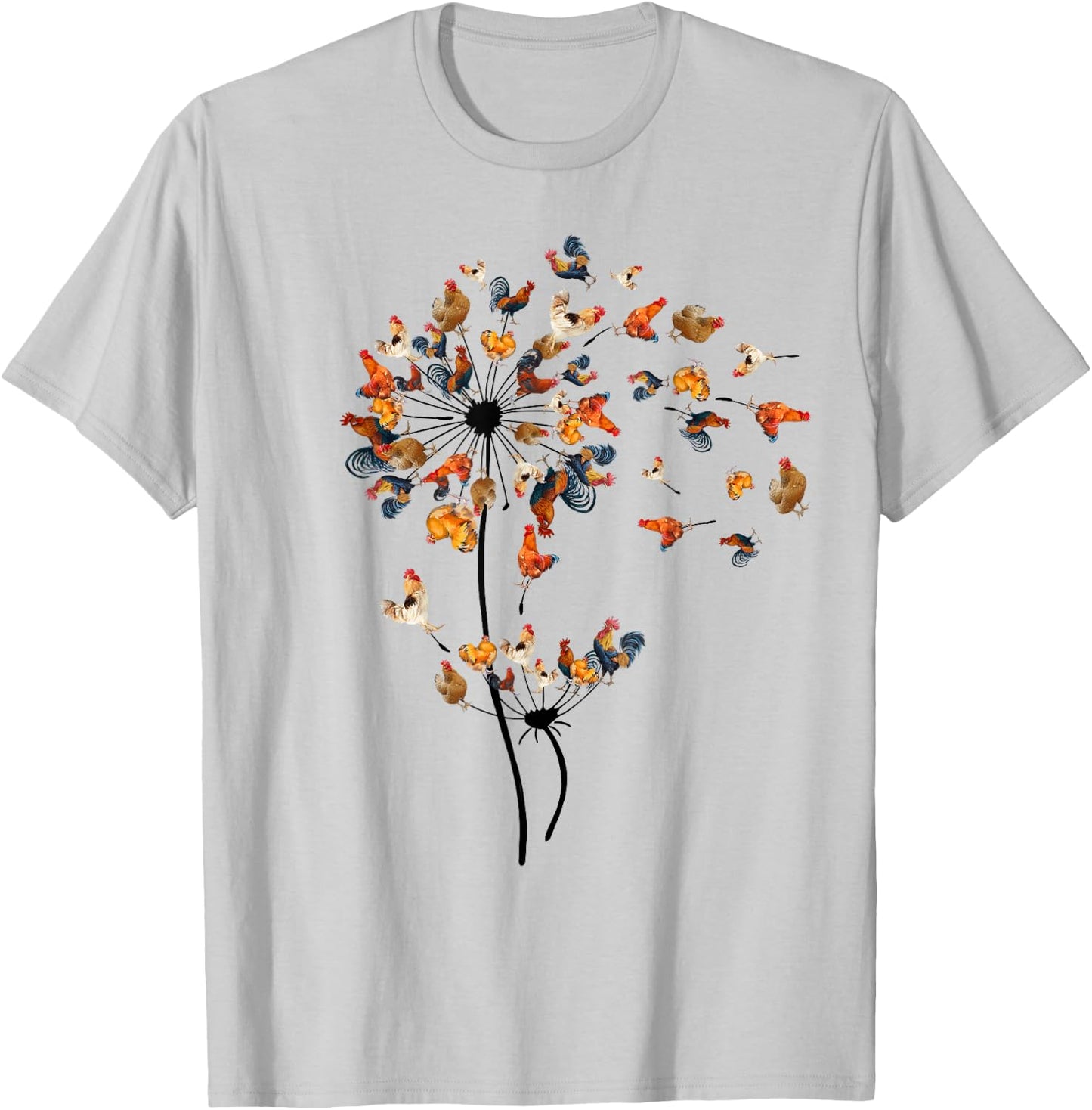 Pusteblume, Huhn, Blume, Hühner, Bauer Geschenk T-Shirt - T-Shirt | Ash