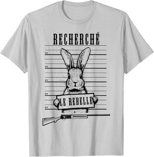 Man Rabbit Hunter Hare Dad Hunter Drawing Humor , white, S T-Shirt - T-Shirt | Ash