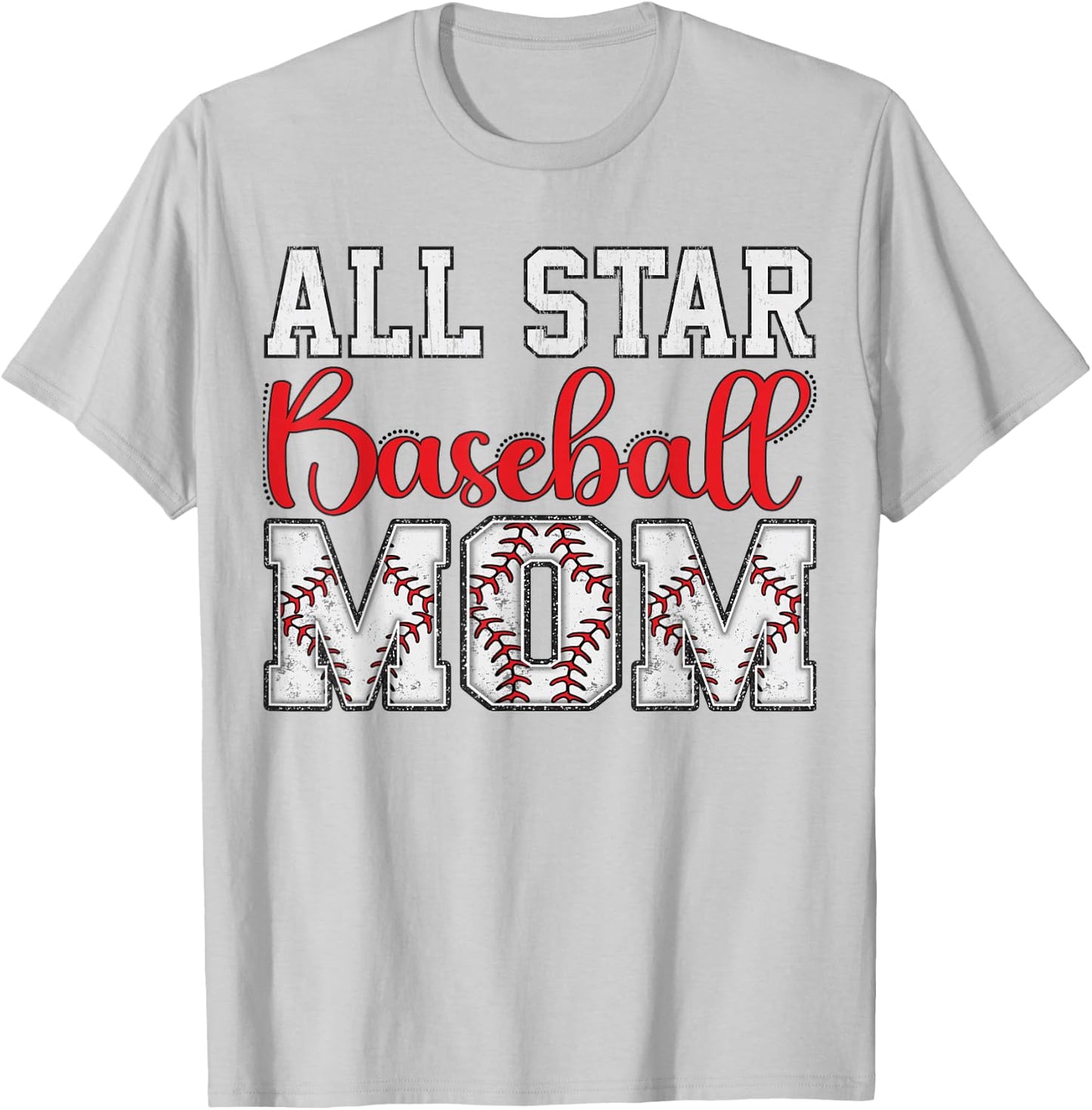All Star Baseball Mom T-Shirt - T-Shirt | Ash