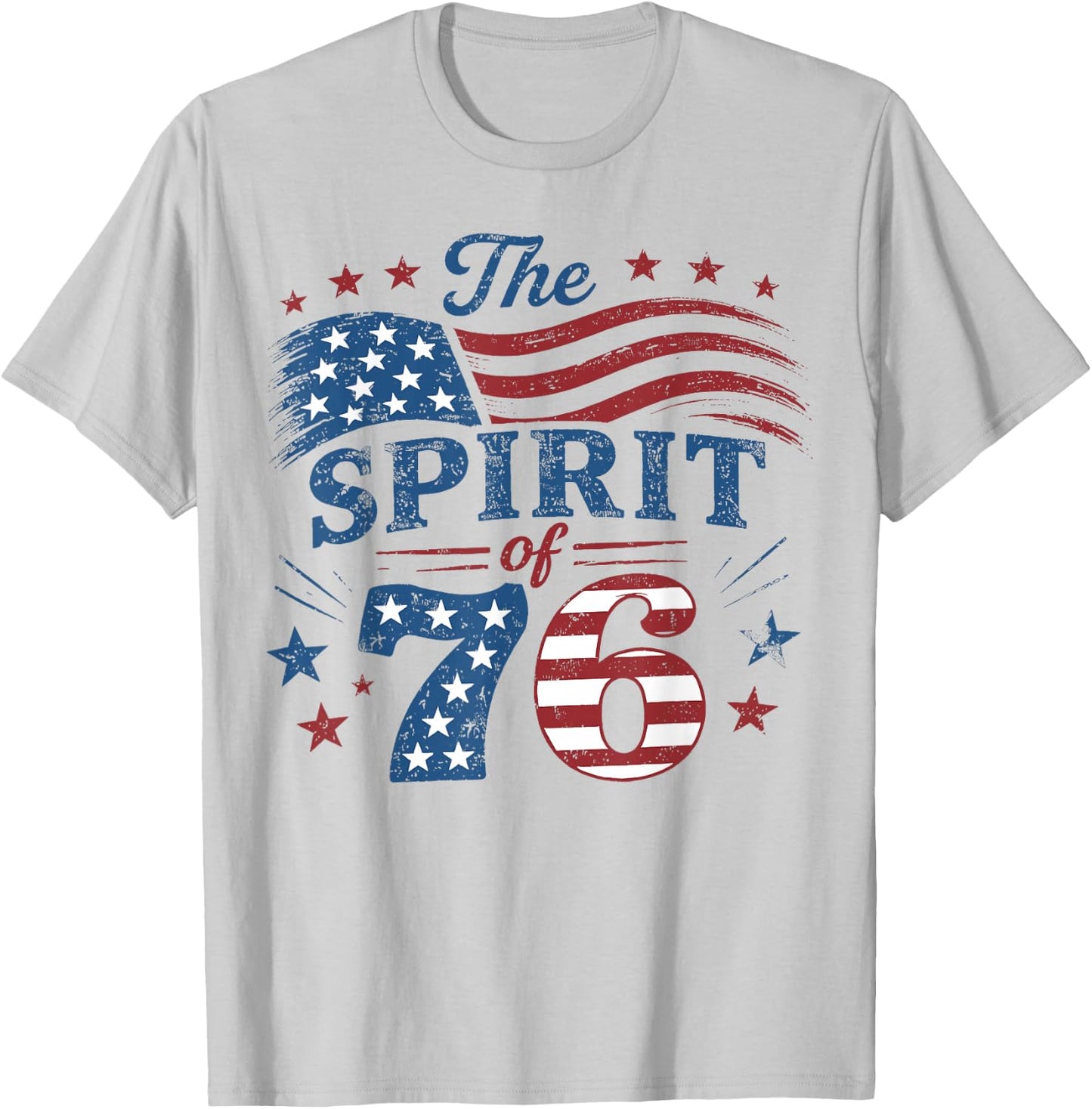 Retro The Spirit of 76 American Flag USA Fourth of July T-Shirt - T-Shirt | Ash