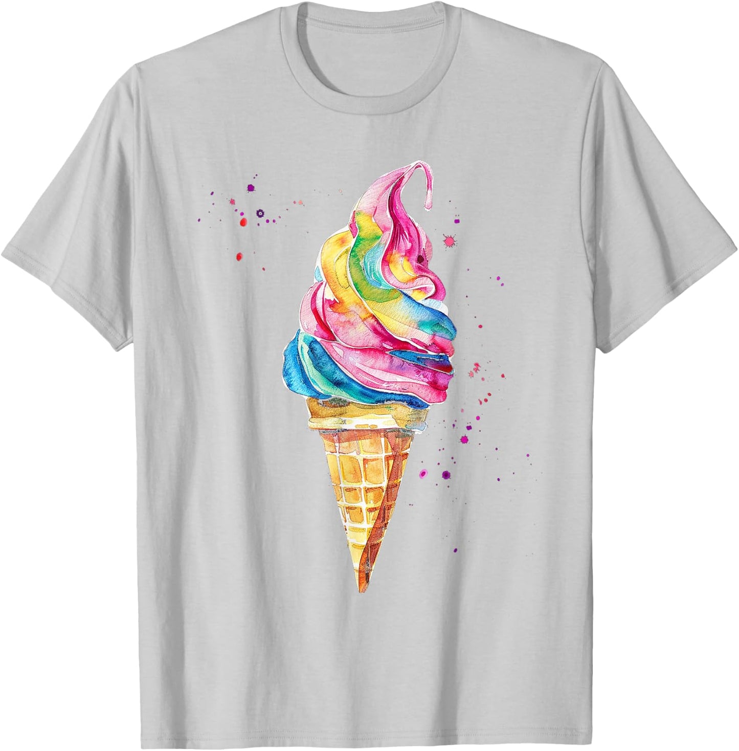 Ice Cream Watercolour , White, S T-Shirt - T-Shirt | Ash