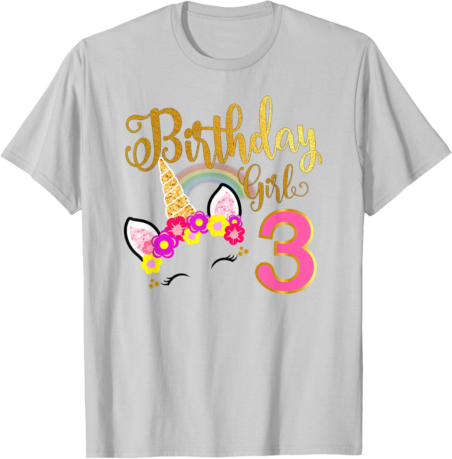 I'm 3rd the Birthday for Girl Unicorn 3 year old Birthday T-Shirt - T-Shirt | Ash