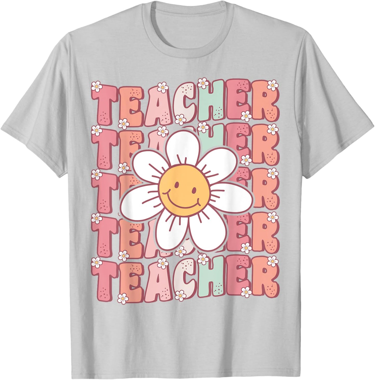 Groovy Teacher Cute 70s Daisy Flower Retro Back to School T-Shirt - T-Shirt | Ash