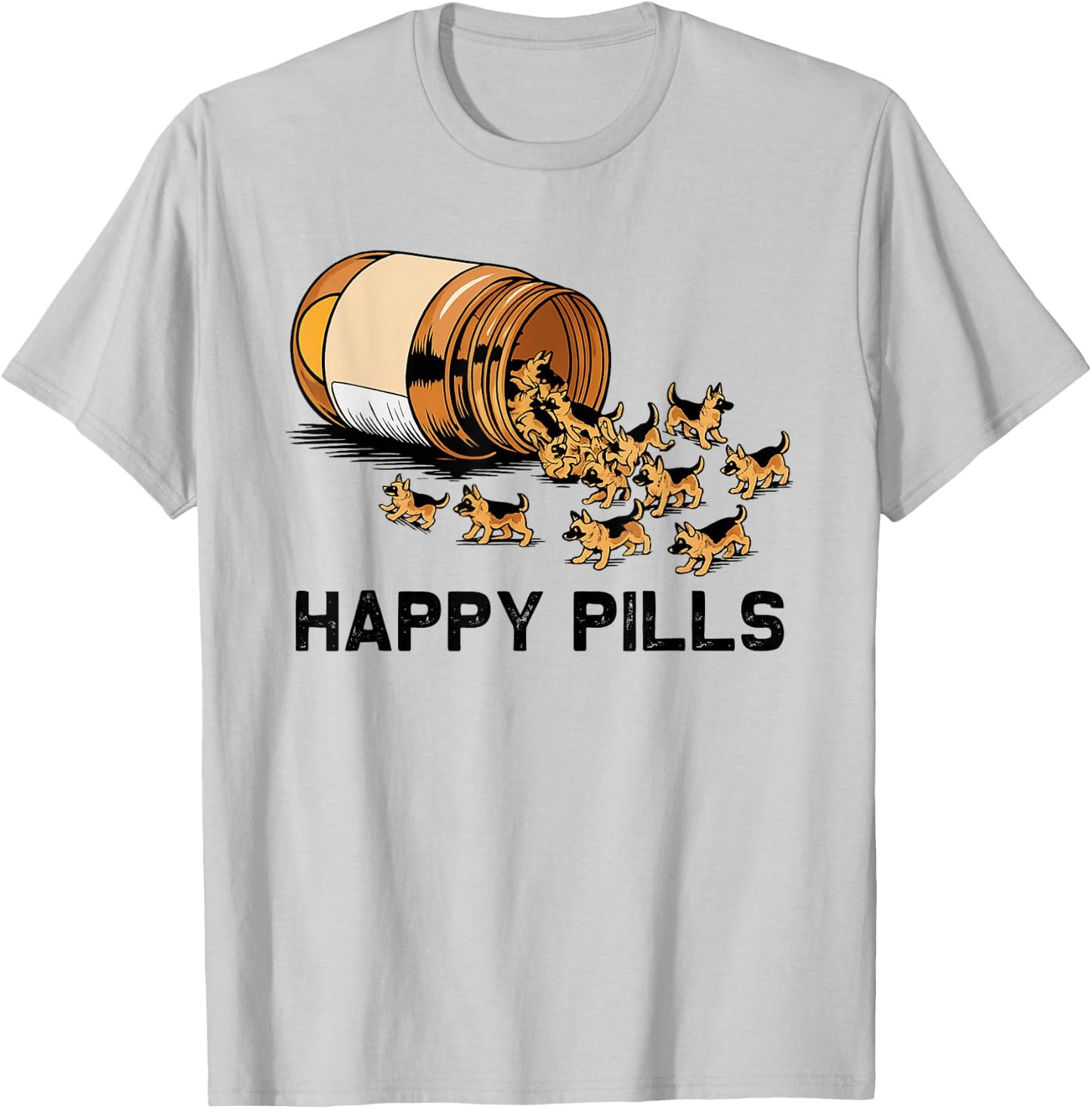 Happy Pills German Shepherd T-Shirt - T-Shirt | Ash