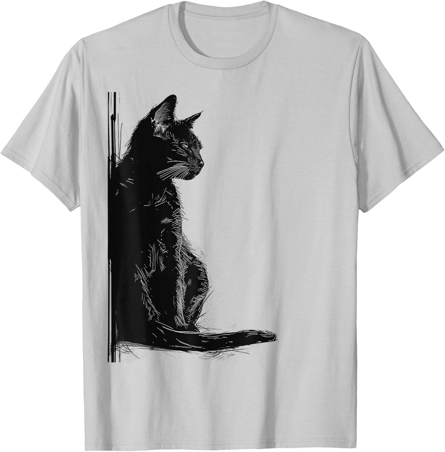 Katze Abstrakte Zeichnung Kunst Tier Illustration Grafik Katze T-Shirt - T-Shirt | Ash