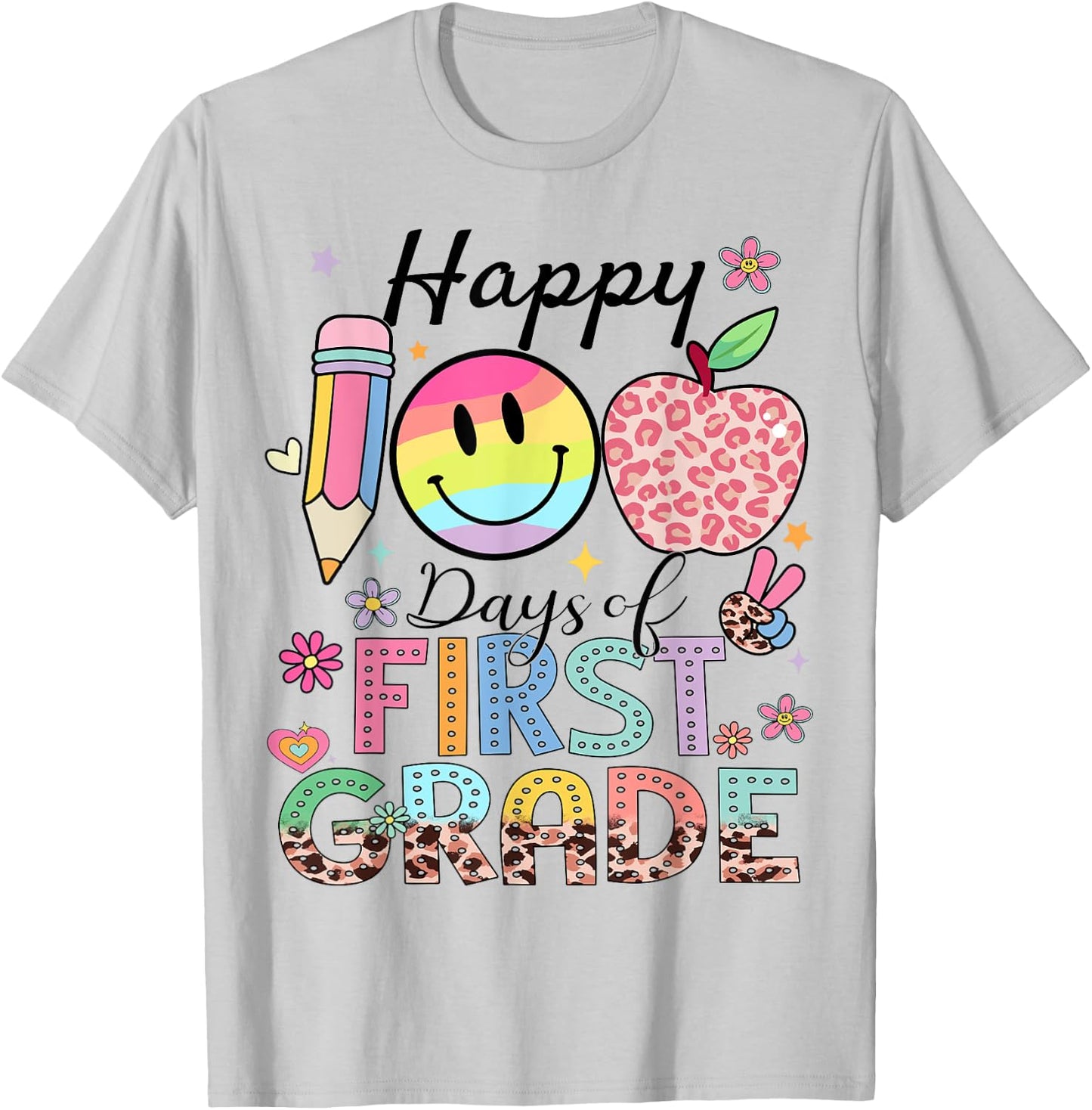 Happy 100 Days 1st Grade Kids Boys Girls 100 Days Smarter T-Shirt - T-Shirt | Ash