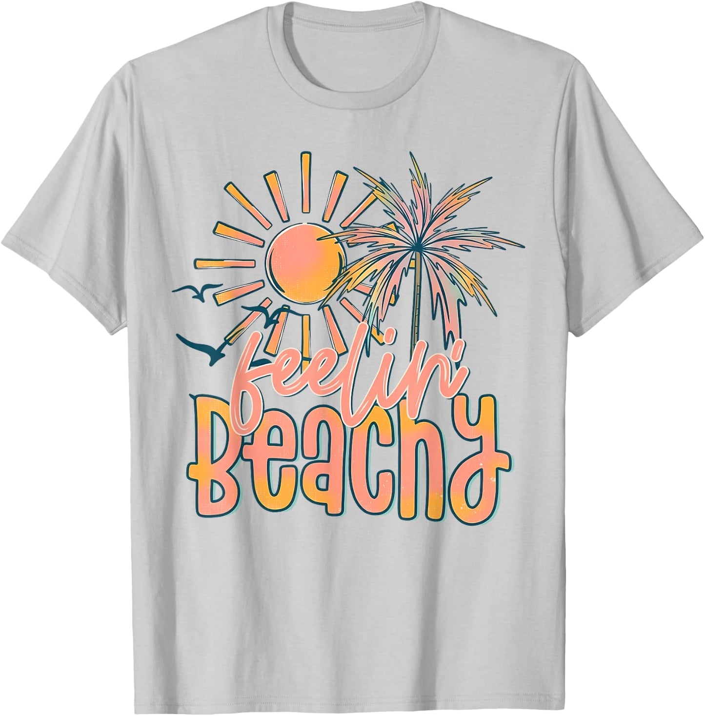 Retro Feeling Beachy Tropical Sunset Summer Vacation Trip T-Shirt - T-Shirt | Ash