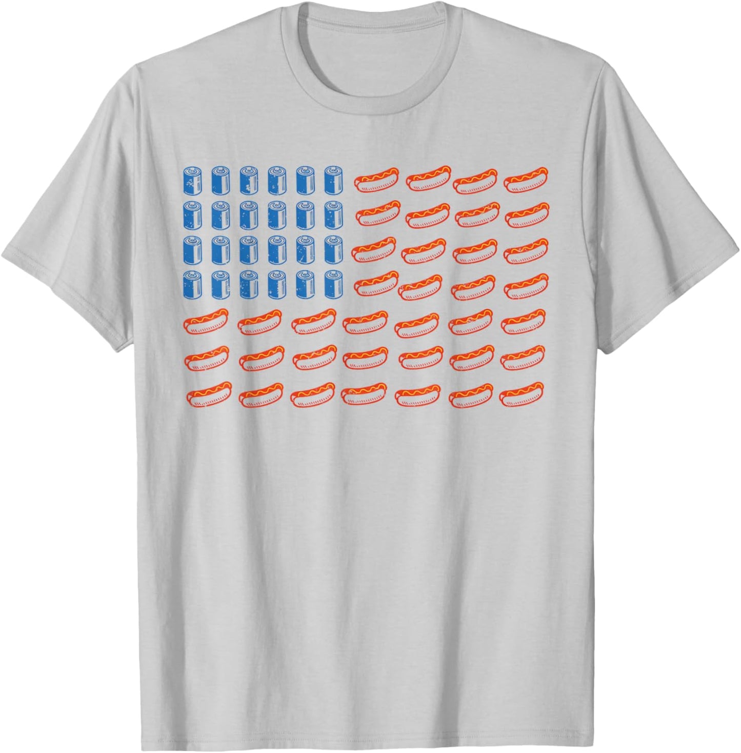 Hot Dog American Flag Patriotic Funny 4th of July BBQ T-Shirt - T-Shirt | Ash