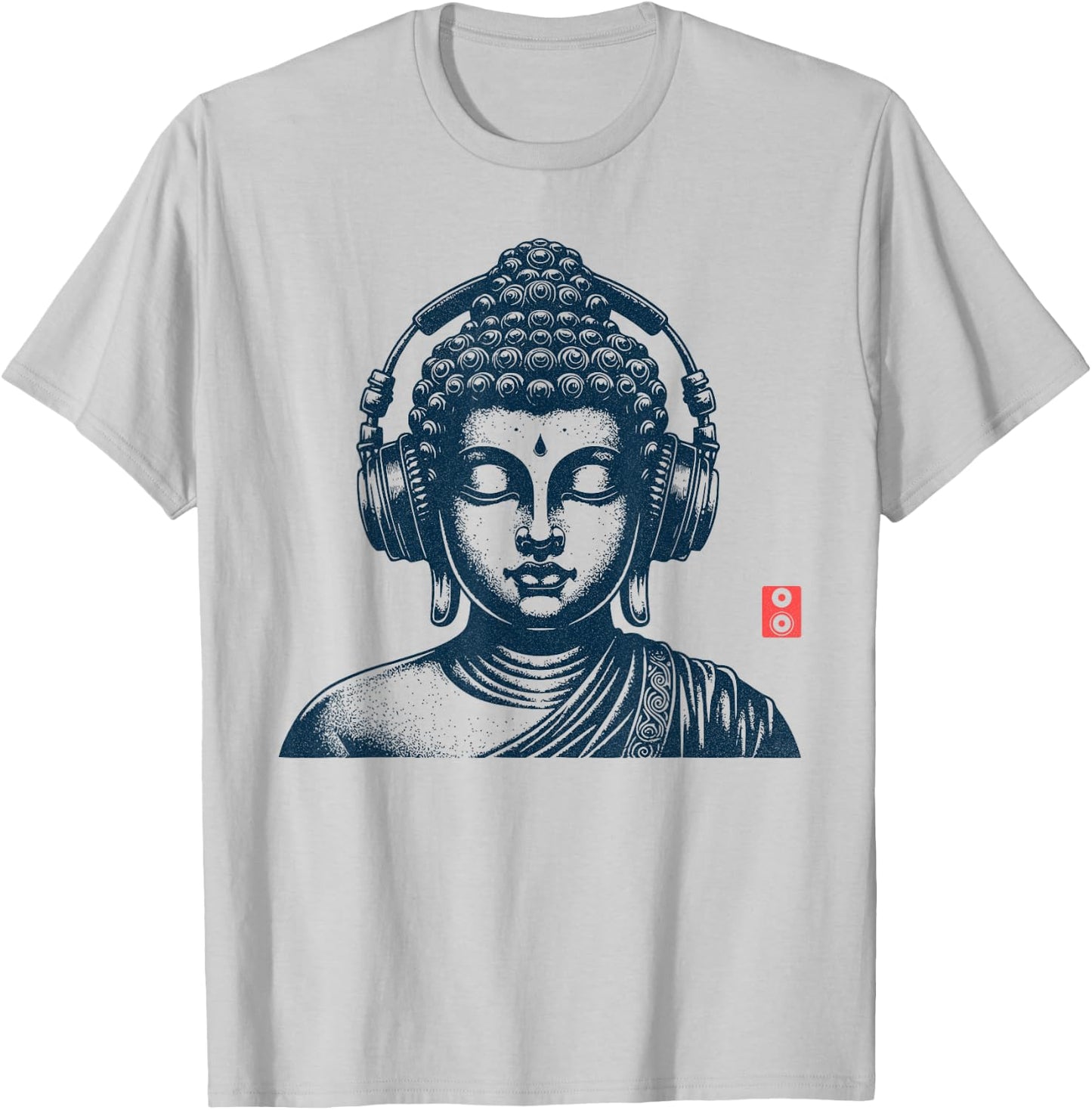 Vintage Retro Buddha with Earphones , grey, S T-Shirt - T-Shirt | Ash