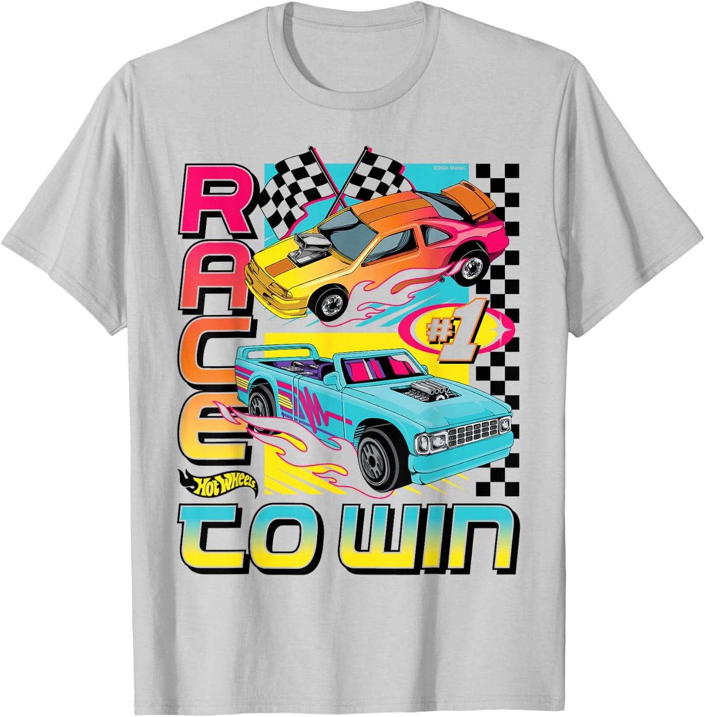 Hot Wheels — Rennen um den Sieg in flammenden Autos T-Shirt - T-Shirt | Ash