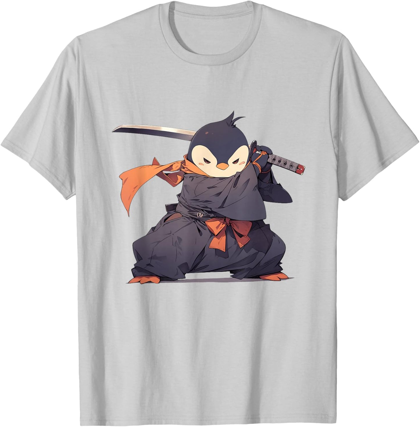 Penguin Ninja - Penguin Japanese T-Shirt - T-Shirt | Ash