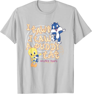 Looney Tunes I Tawt I TAW A Puddy Tat Baby Tweety Sylvester T-Shirt - T-Shirt | Ash