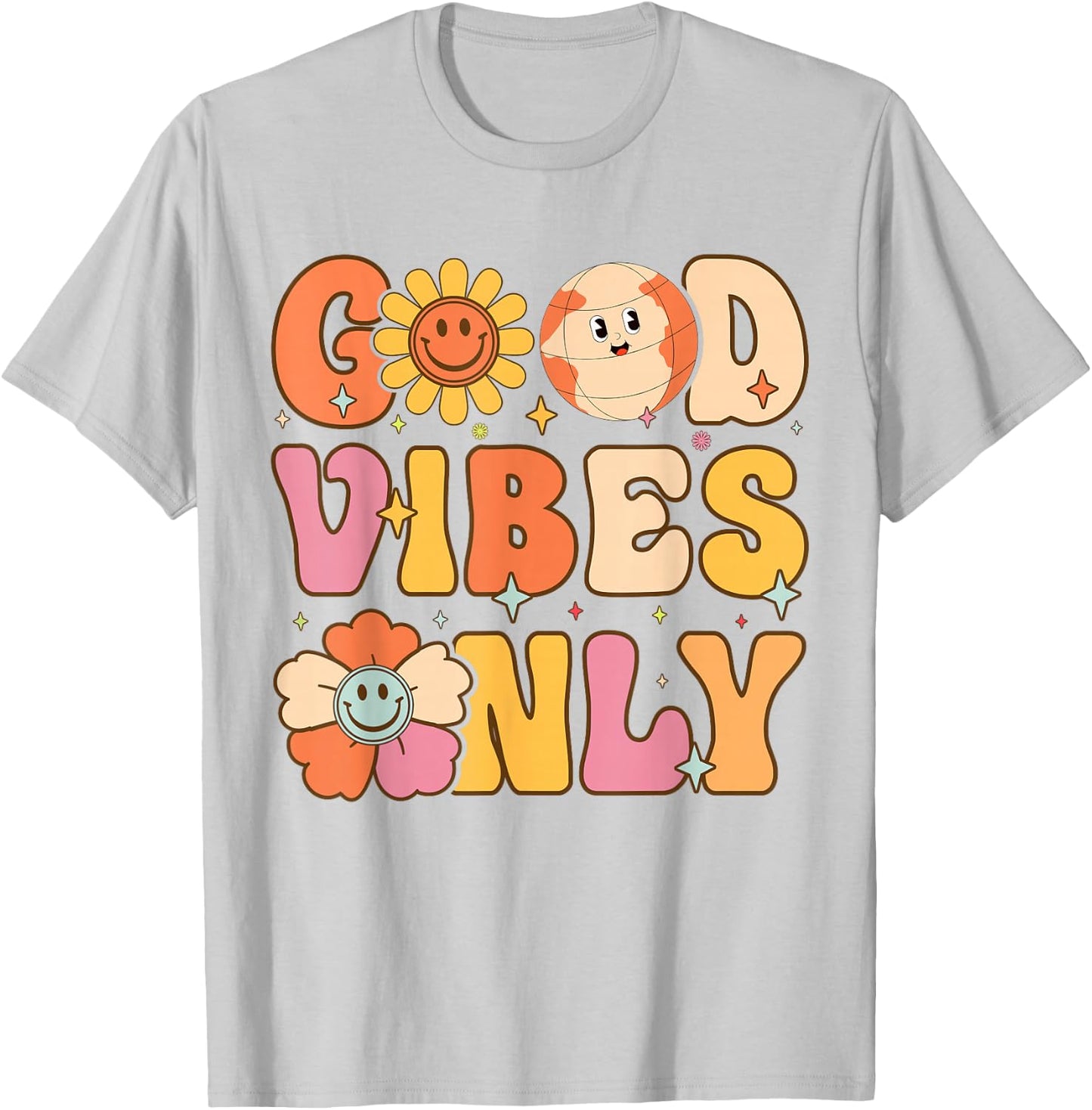 Good Vibes Only Peace Love 60s 70s Tie Dye Groovy Hippie T-Shirt - T-Shirt | Ash