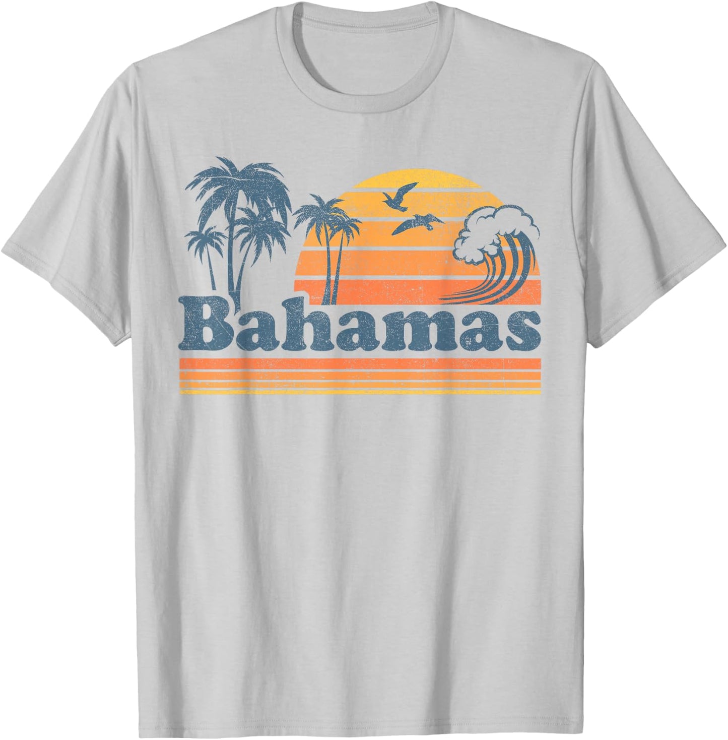 Bahamas Beach Summer Vacation Sunset Vintage 70's Retro T-Shirt - T-Shirt | Ash