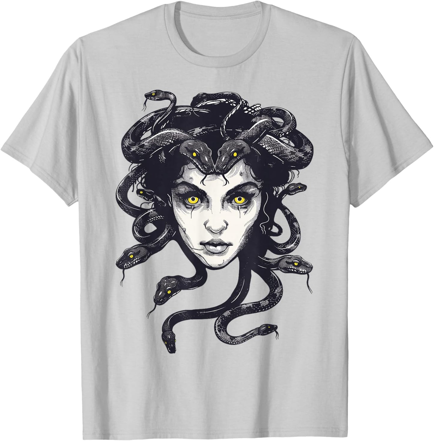 Medusa Greek Mythology Goddess with Snake Hair T-Shirt - T-Shirt | Ash