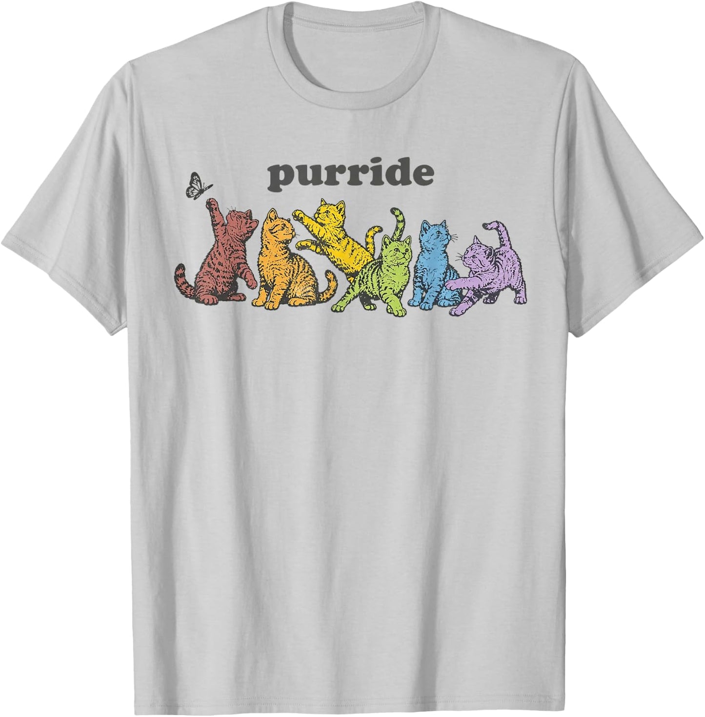 Purride Cats LGBTQ Rainbow Pride Month Pet Lover T-Shirt - T-Shirt | Ash