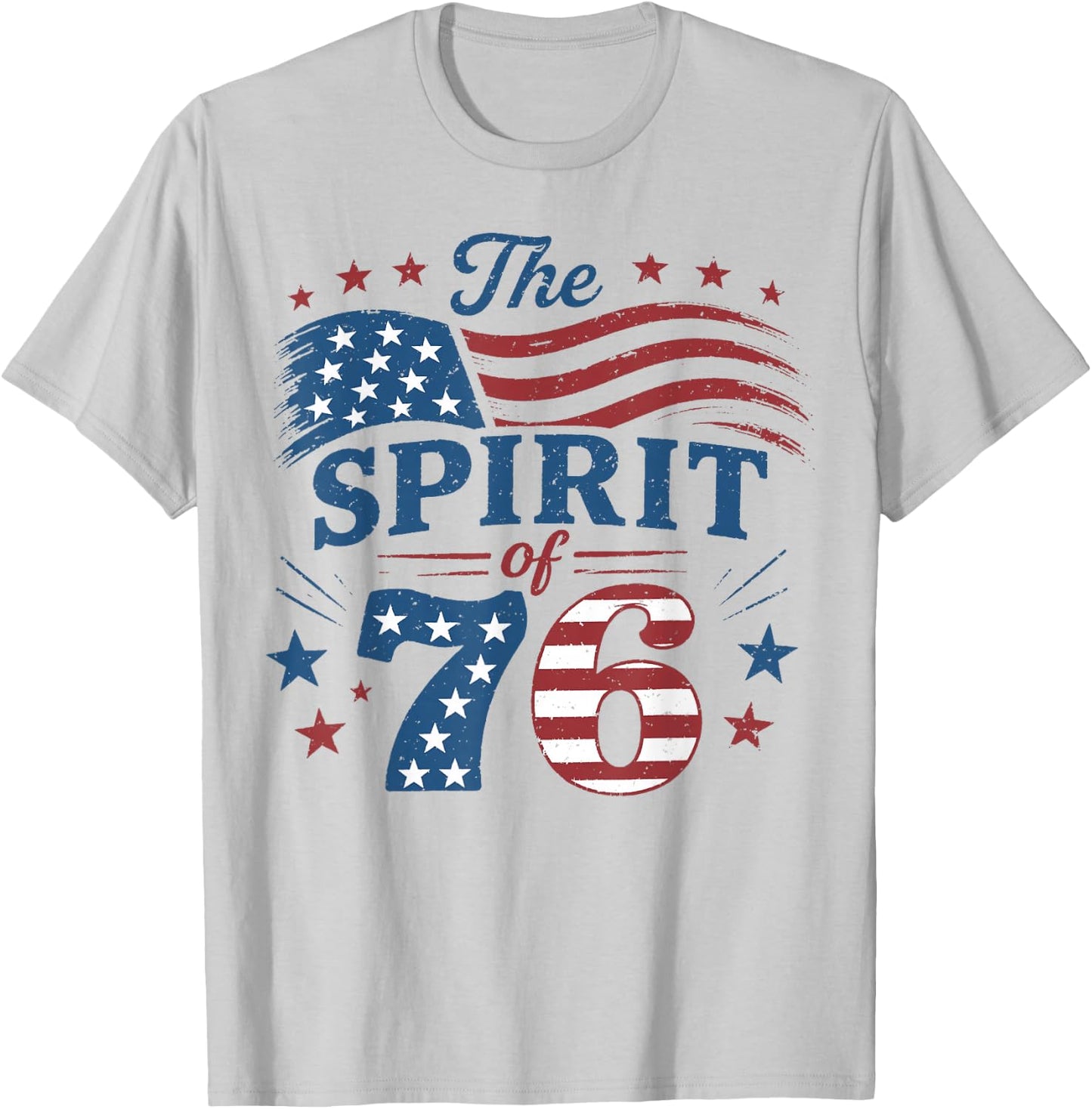 Spirit of 76 Vintage 4th of July 250th Anniversary Patriotic T-Shirt - T-Shirt | Ash