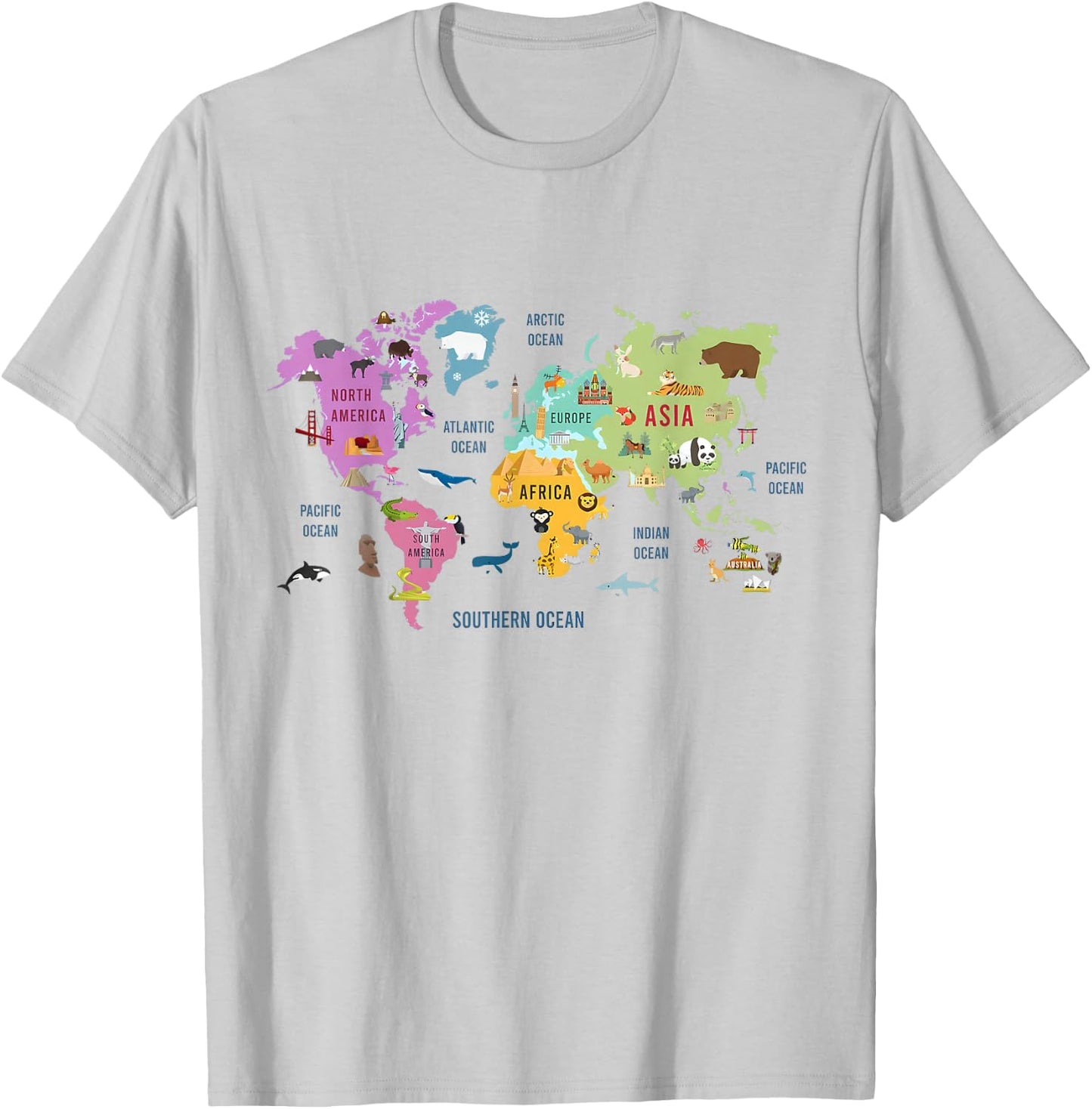 Countries Flags Girls, World maps Kids, World maps Boys. T-Shirt - T-Shirt | Ash