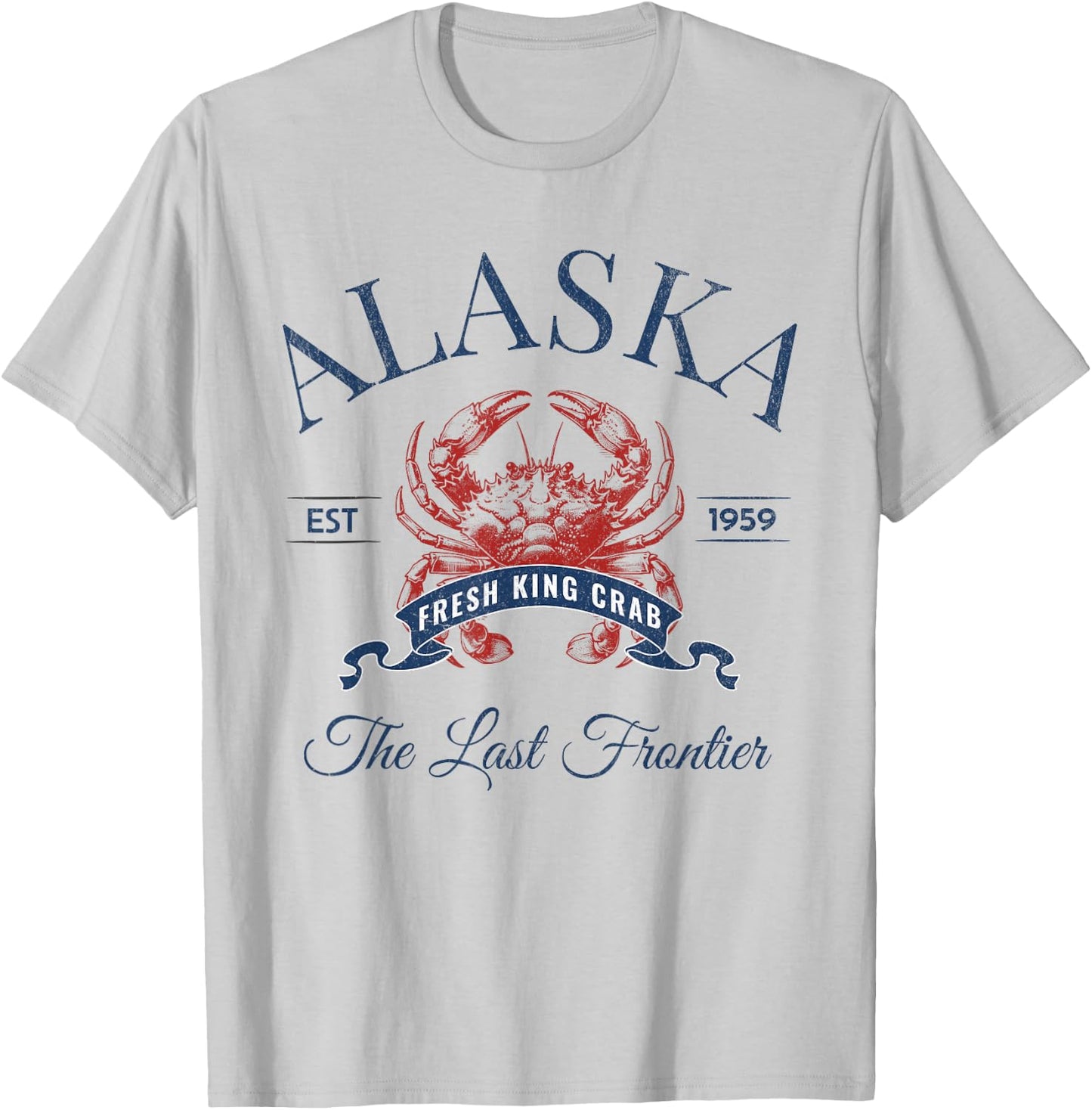Alaska EST 1959 King Crab Retro Trendy Fisherman Aesthetic T-Shirt - T-Shirt | Ash