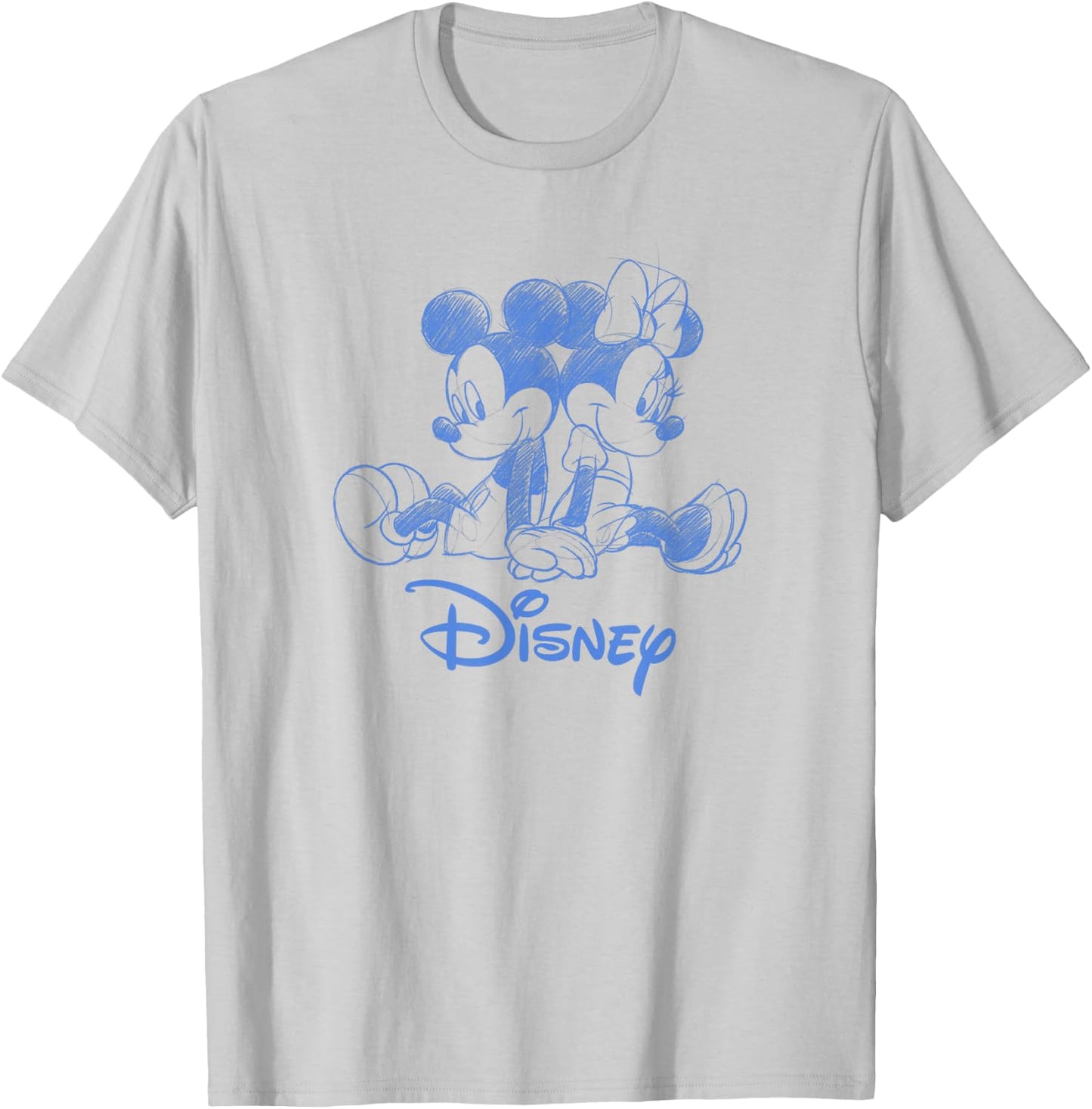 Disney Mickey Mouse and Minnie Sketch with Logo T-Shirt - T-Shirt | Ash