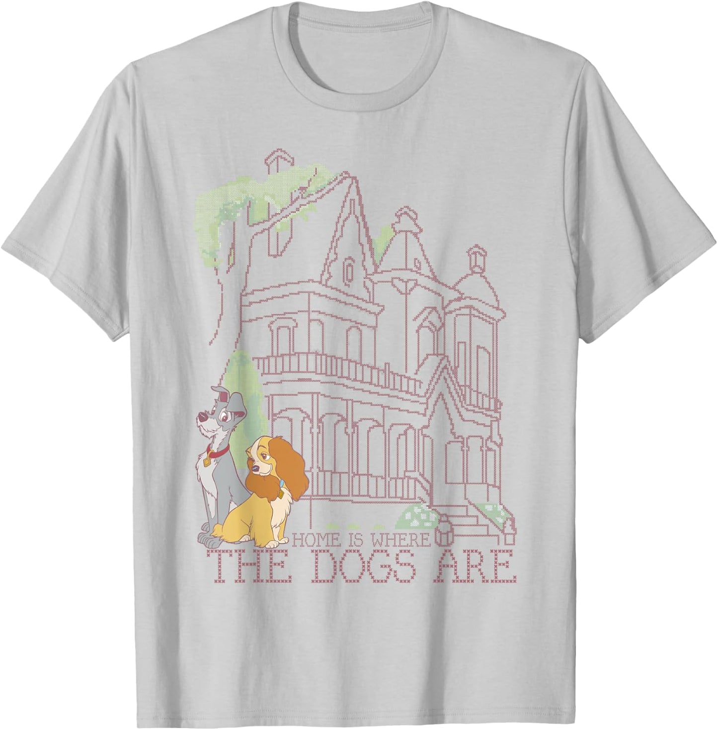 Disney Lady and The Tramp Home is Where The Dogs are T-Shirt - T-Shirt | Ash