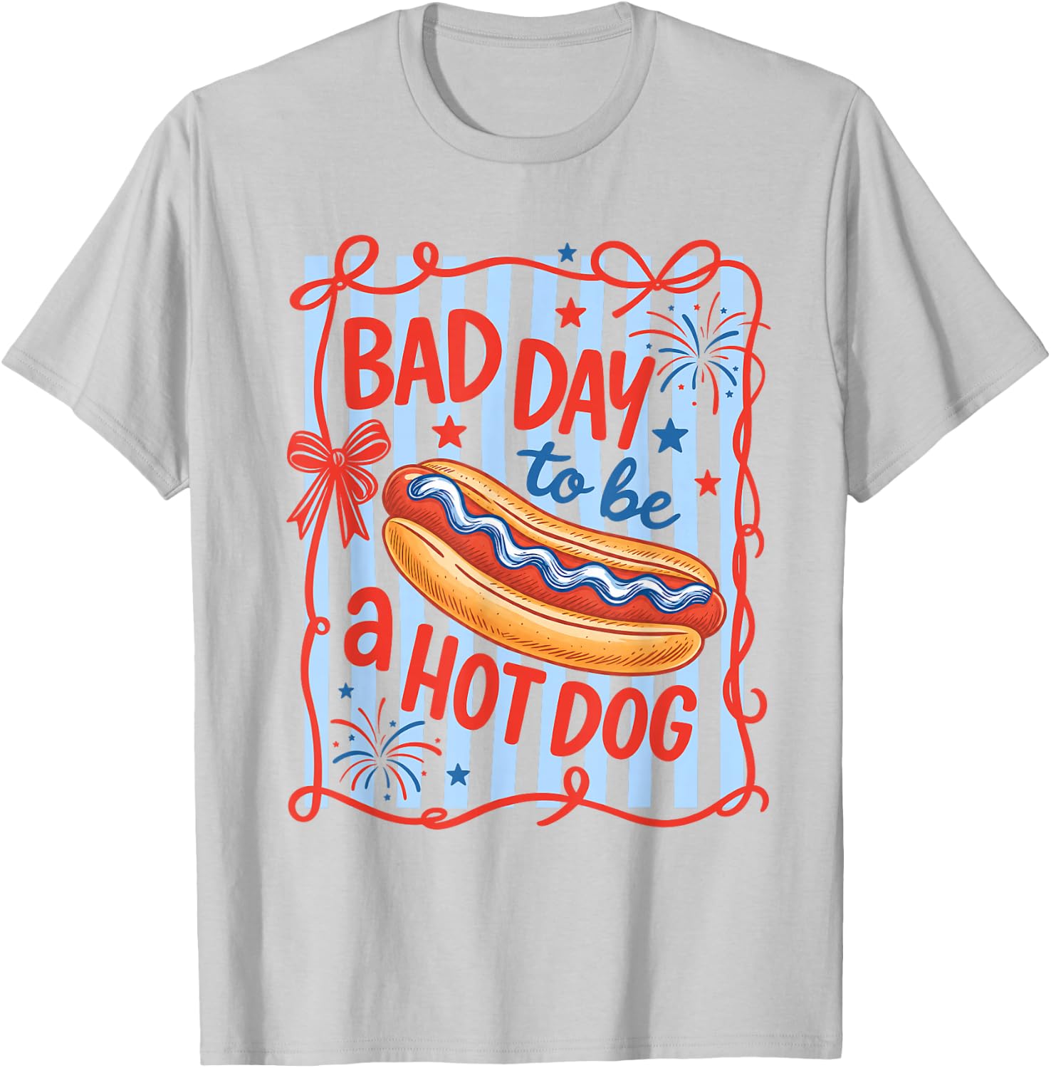 Bad Day to Be A Hot Dog Funny BBQ Grilling 4th of July T-Shirt - T-Shirt | Ash