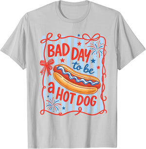 Bad Day to Be A Hot Dog Funny BBQ Grilling 4th of July T-Shirt - T-Shirt | Ash