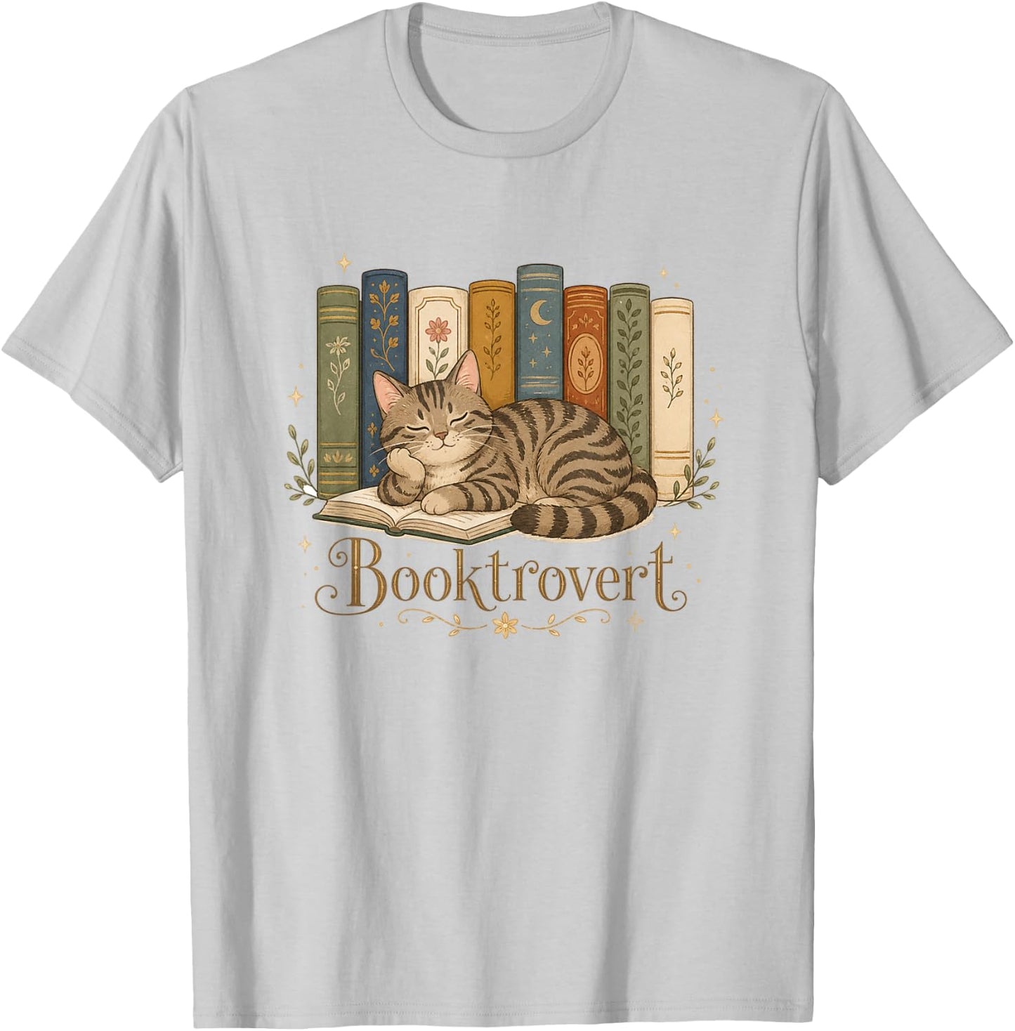 Reading Book Lover Cute Cat Mom Librarian Booktrovert T-Shirt - T-Shirt | Ash