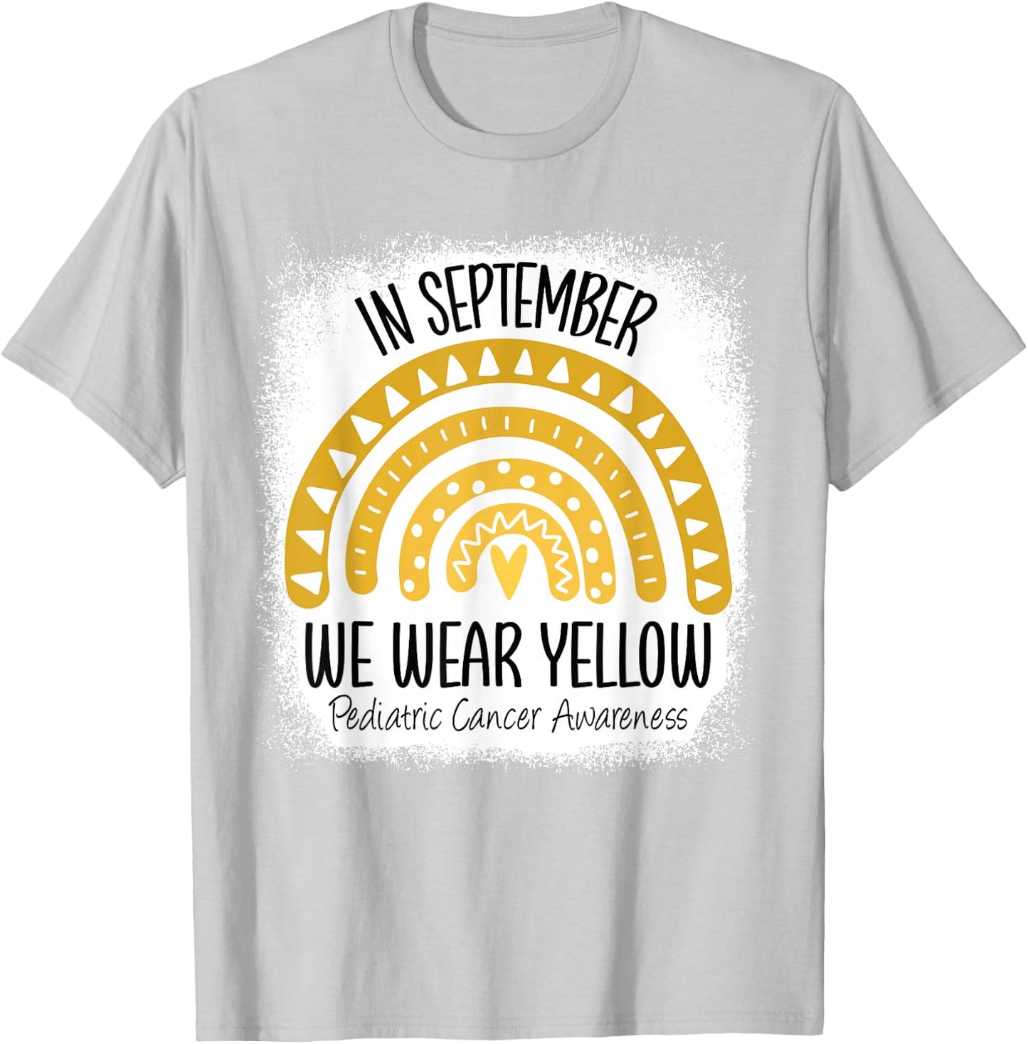 Rainbow September We Wear Yellow Pediatric Cancer Awareness T-Shirt - T-Shirt | Ash