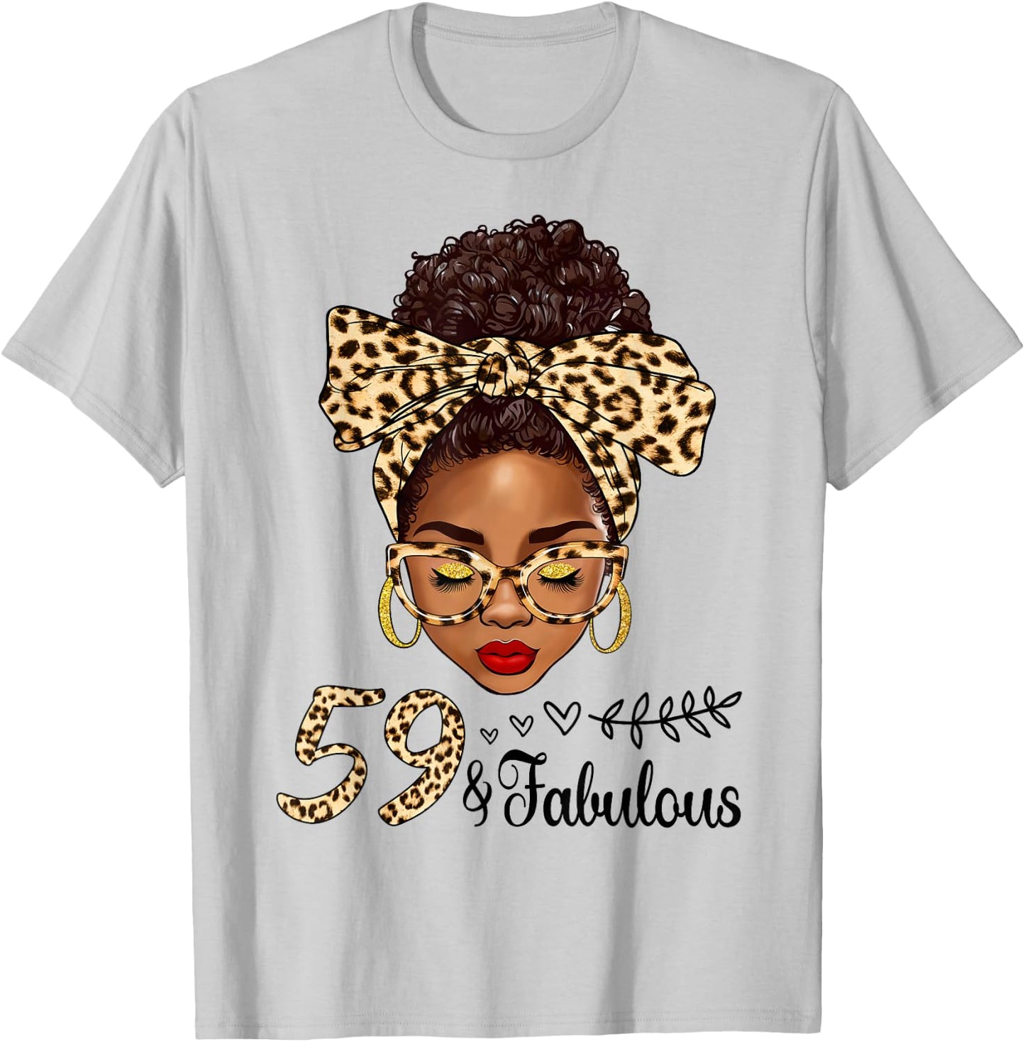 59 And Fabulous Afro Messy Bun 59th Birthday Black Women T-Shirt - T-Shirt | Ash