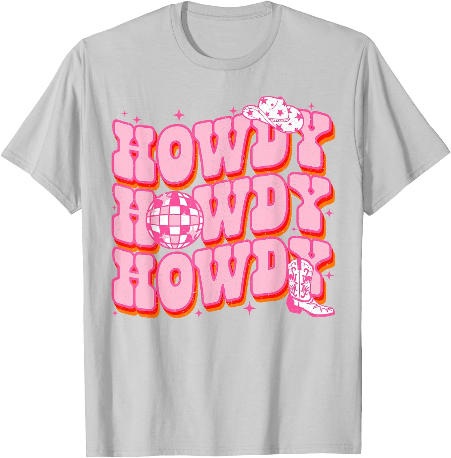 Howdy Southern Western Girl Country Rodeo Pink Cowgirl Disco T-Shirt - T-Shirt | Ash