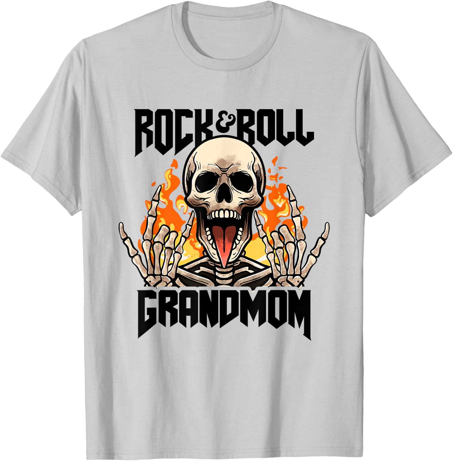 Rock And Roll Grandmom Vintage Retro Rock & Roll Rock Concert T-Shirt - T-Shirt | Ash